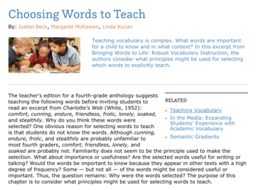 Choosing words to teach link